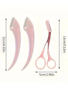Red Blossom 2Pc Premium Eyebrow Trimmer Scissors Set, Curved Eyebrow Razor Eyebrow Scissors With Comb Easy Brow Trimming Take It Anywhere For Beginners Pink Color  - Image 3