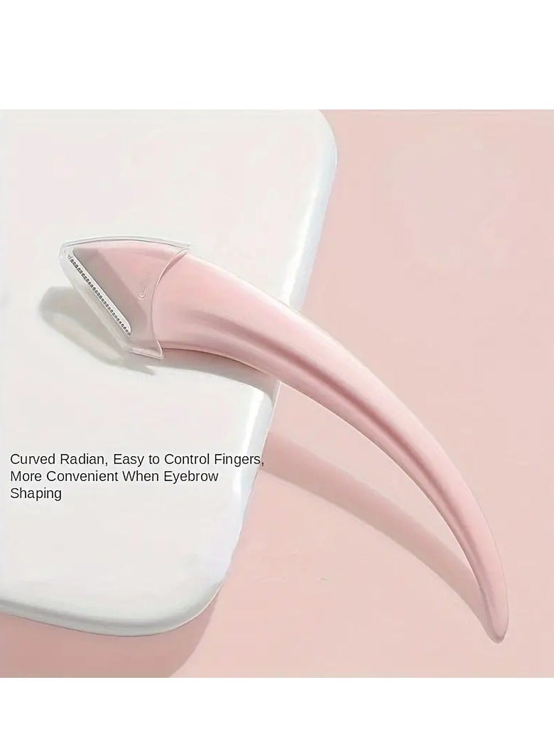 2Pc Premium Eyebrow Trimmer Scissors Set, Curved Eyebrow Razor Eyebrow Scissors With Comb Easy Brow Trimming Take It Anywhere For Beginners Pink Color