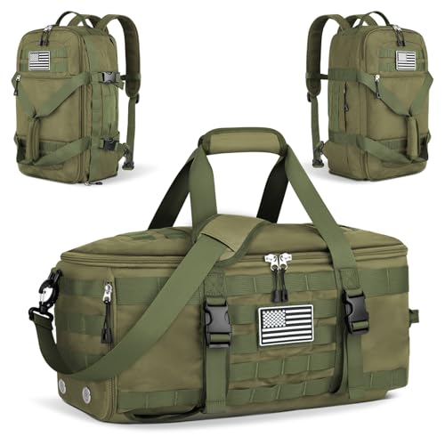 ETRONIK Gym Bags for Men Women Military Duffle Bag Backpack with Shoe Compartment 3 in 1 Carry on Bag Travel Backpack with Wet Pocket Weekender Overnight Range Bag for Workout Football Gym Green - Image 1