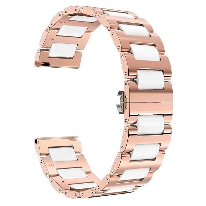 Bluejw Replacement Stainless Steel Ceramic Watch Band with Butterfly Buckle – Polished Bracelet Strap for 12mm 14mm 16mm 18mm 20mm 22mm Watches - Image 2