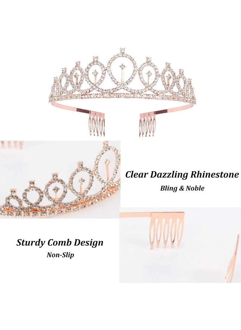 Oasisgalore Birthday Crown and Sash for Women Rose Gold Birthday Queen  - Image 3