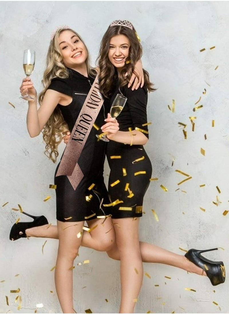 Oasisgalore Birthday Crown and Sash for Women Rose Gold Birthday Queen  - Image 5