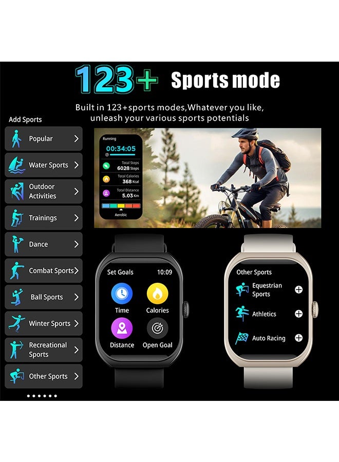 RollsTimi  Smart Watch for Men Women Compatible with iOS Android Phone,2.01" Full Touchscreen 1 ATM Waterproof Smartwatch,Fitness Tracker with Make/Recive Call 123+ Sport Modes Sleep Monitor,Pink - Image 4