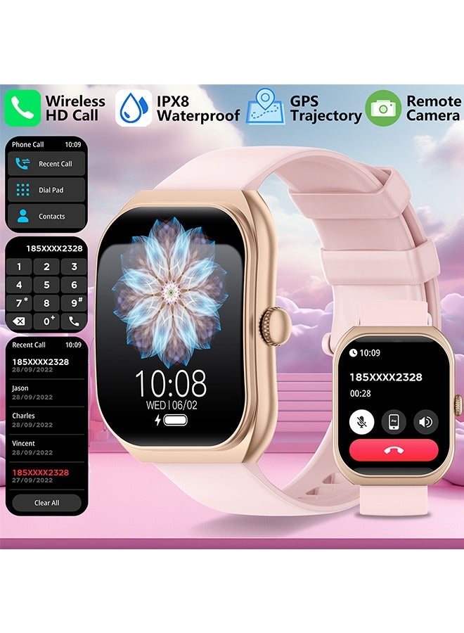 RollsTimi  Smart Watch for Men Women Compatible with iOS Android Phone,2.01" Full Touchscreen 1 ATM Waterproof Smartwatch,Fitness Tracker with Make/Recive Call 123+ Sport Modes Sleep Monitor,Pink - Image 1