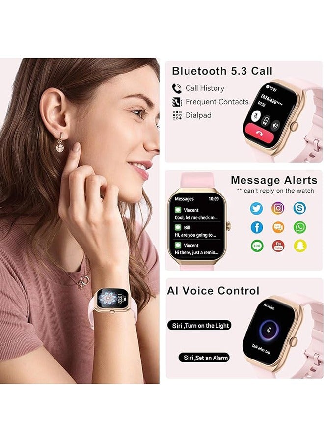 RollsTimi  Smart Watch for Men Women Compatible with iOS Android Phone,2.01" Full Touchscreen 1 ATM Waterproof Smartwatch,Fitness Tracker with Make/Recive Call 123+ Sport Modes Sleep Monitor,Pink - Image 2