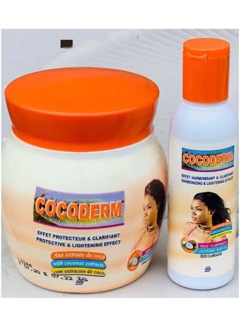 Cocoderm Coconut Lightening and Moisturizing Cream Set - 300ml Cocoderm Purifying Oil