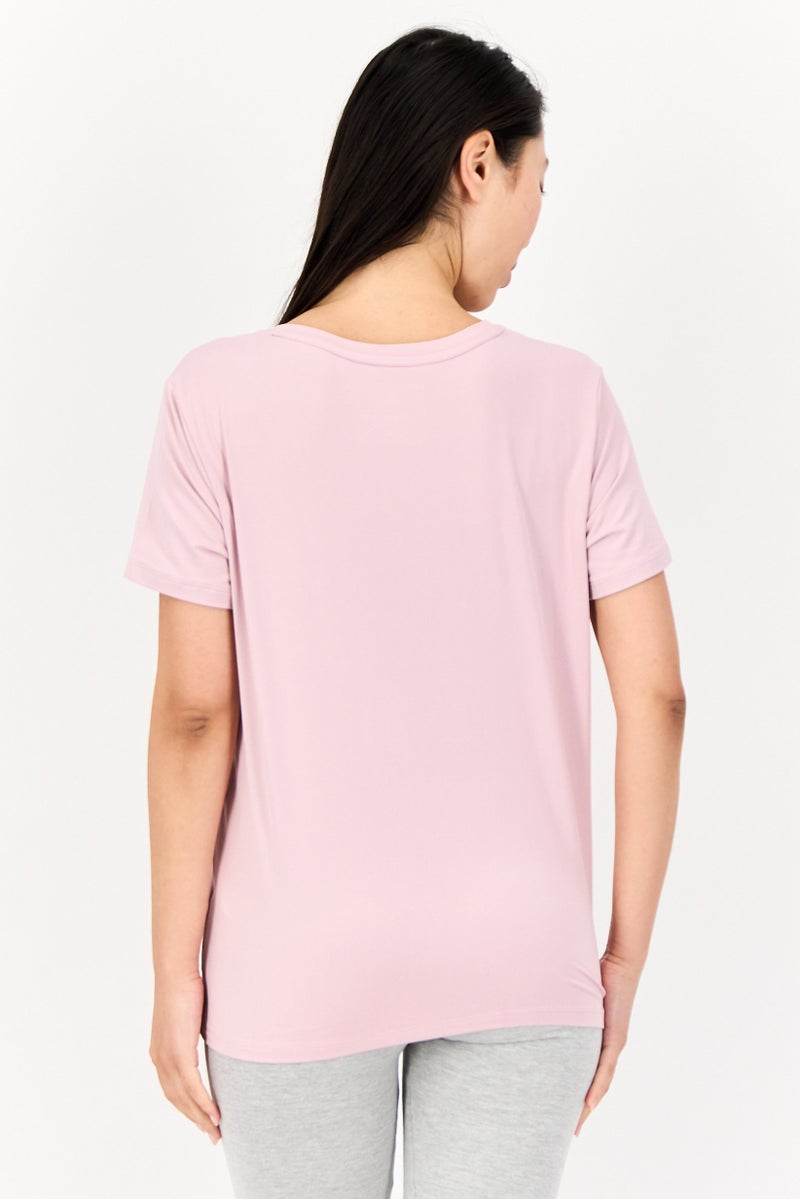 SKECHERS Women Sportswear Fit Short Sleeve Outdoor T-Shirt, Pink  - Image 3