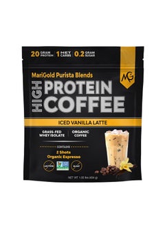 Health & Household Marigold High Protein Coffee - Iced Vanilla Latte, 20G Grass-Fed Whey Protein Isolate, Energy & Workout Boost, 2 Shots Organic Espresso, Non-Gmo, 1 Net Carb, 1 Lb Bag, 15 Servings  - Image 1