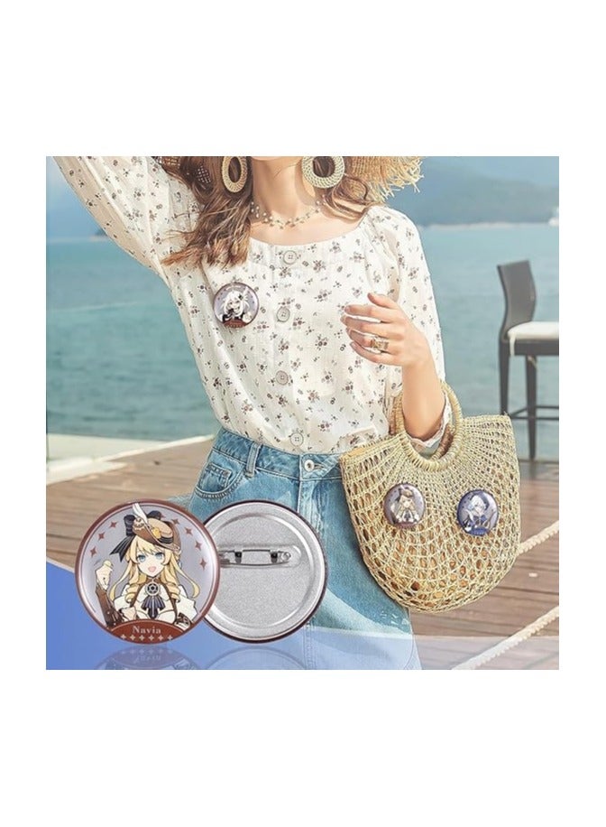 general Genshin Impact Character Badge 58mm - Clorinde Story Quest - Furina, Navia, Clorinde, Lyney, Lumine, Aether, Paimon - Image 2