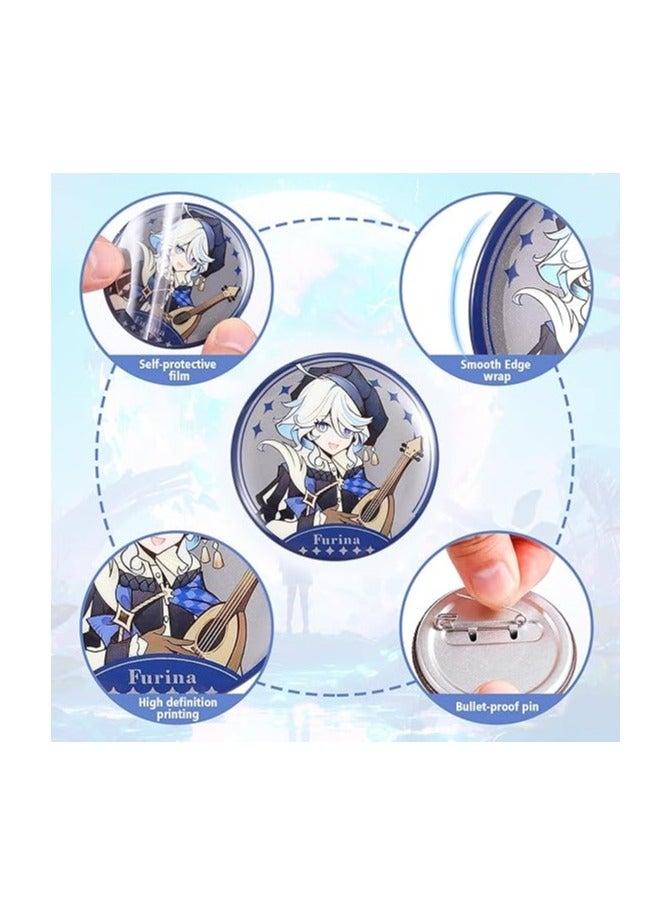 general Genshin Impact Character Badge 58mm - Clorinde Story Quest - Furina, Navia, Clorinde, Lyney, Lumine, Aether, Paimon - Image 5