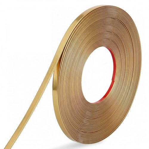 Fyguard 32Ft Gold Trim Peel and Stick 0.25IN Gold Strip Tape, Self-Adhesive Molding Trim Tape for Mirror Frame Border Walls Cabinet Tile Decorative - Image 1
