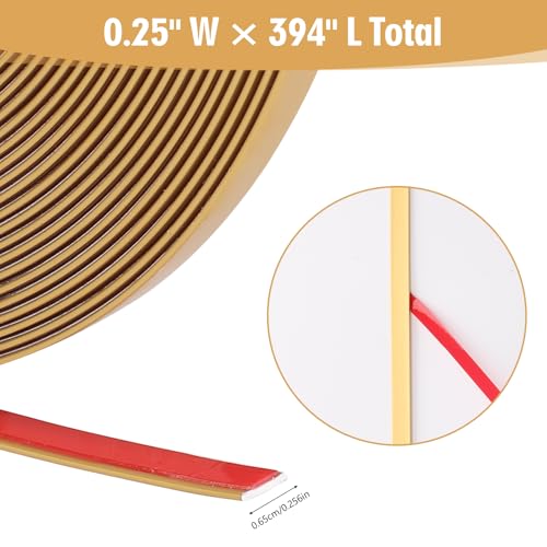 Fyguard 32Ft Gold Trim Peel and Stick 0.25IN Gold Strip Tape, Self-Adhesive Molding Trim Tape for Mirror Frame Border Walls Cabinet Tile Decorative - Image 2