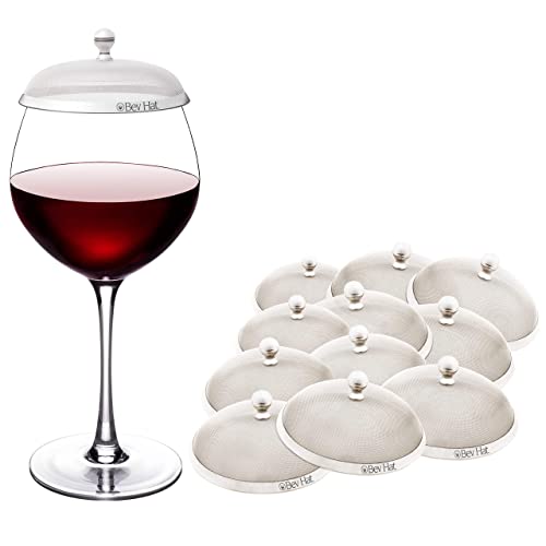 BEV HAT BevHat Stainless Steel Drink Covers (12 Pack), Wine Glass Covers for Outdoors, Protect Cocktails, Coffee Mugs, Tea Cups, Beers, Keep Bugs Out, Wine Accessories & Drink Lids - Image 1