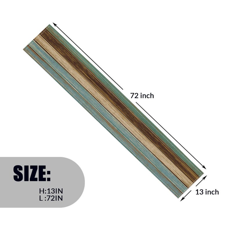 DMIPIRLS Decorative Table Runner 13 x 72 InchesSet of 1 Elegant Cotton Linens Table Runner Decor for KitchenDining RoomCoffee TableRetro Wooden Board Old Rustic StyleBlue Brown - Image 2