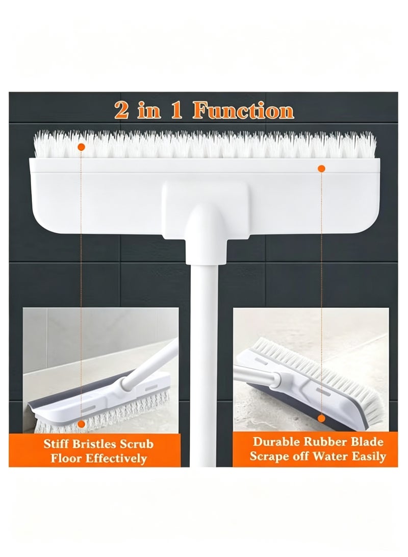 Halamine Cleaning Brush with Long Handle, bathroom floor brush, 2 in 1 Floor Scrub Brush Stiff Bristle Brush Scrubber with Squeegee, Shower Scrubber Kit with 108cm Extendable Handle for Bathroom, Kitchen, Deck, Tub and Tile - Image 4