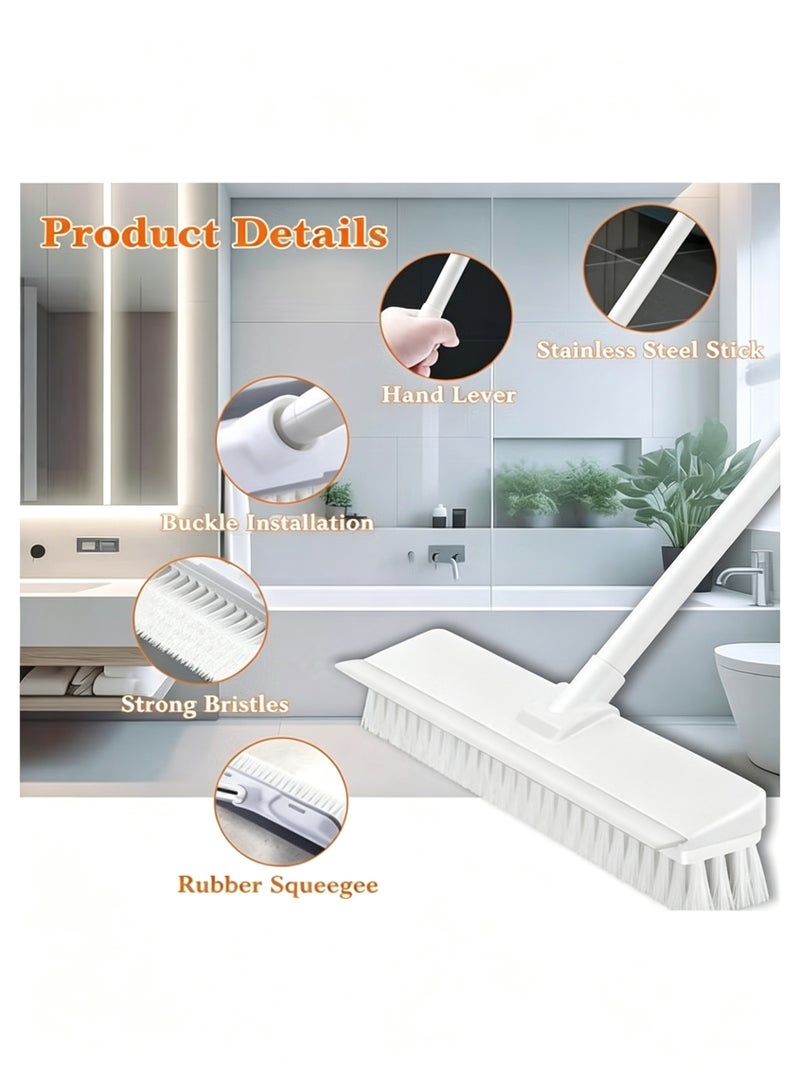 Halamine Cleaning Brush with Long Handle, bathroom floor brush, 2 in 1 Floor Scrub Brush Stiff Bristle Brush Scrubber with Squeegee, Shower Scrubber Kit with 108cm Extendable Handle for Bathroom, Kitchen, Deck, Tub and Tile - Image 3