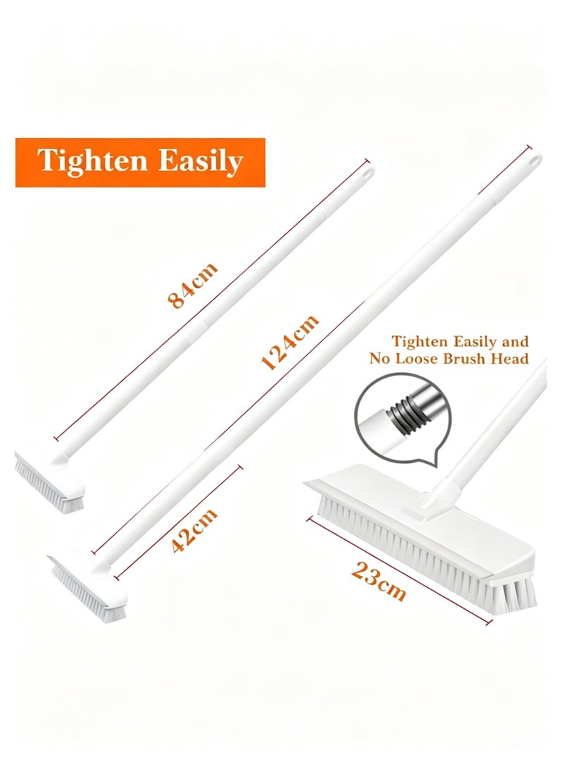 Halamine Cleaning Brush with Long Handle, bathroom floor brush, 2 in 1 Floor Scrub Brush Stiff Bristle Brush Scrubber with Squeegee, Shower Scrubber Kit with 108cm Extendable Handle for Bathroom, Kitchen, Deck, Tub and Tile - Image 2