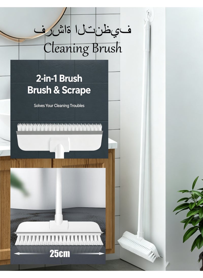 Halamine Cleaning Brush with Long Handle, bathroom floor brush, 2 in 1 Floor Scrub Brush Stiff Bristle Brush Scrubber with Squeegee, Shower Scrubber Kit with 108cm Extendable Handle for Bathroom, Kitchen, Deck, Tub and Tile - Image 1