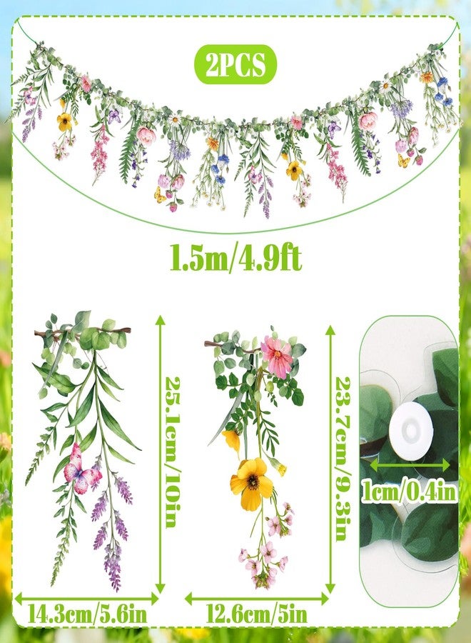 SUNBEAUTY Wildflower Banner 2 Pcs Garden Party Flower Spring Summer Reusable Waterproof Garland 9.8FT for Enchanted Garden Woodland Tropical Wedding Baby Shower Birthday Tea Supplies Girl Decorations - Image 2