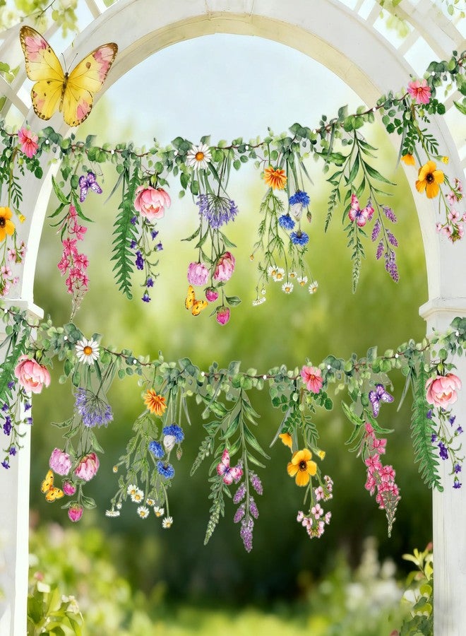 SUNBEAUTY Wildflower Banner 2 Pcs Garden Party Flower Spring Summer Reusable Waterproof Garland 9.8FT for Enchanted Garden Woodland Tropical Wedding Baby Shower Birthday Tea Supplies Girl Decorations - Image 1