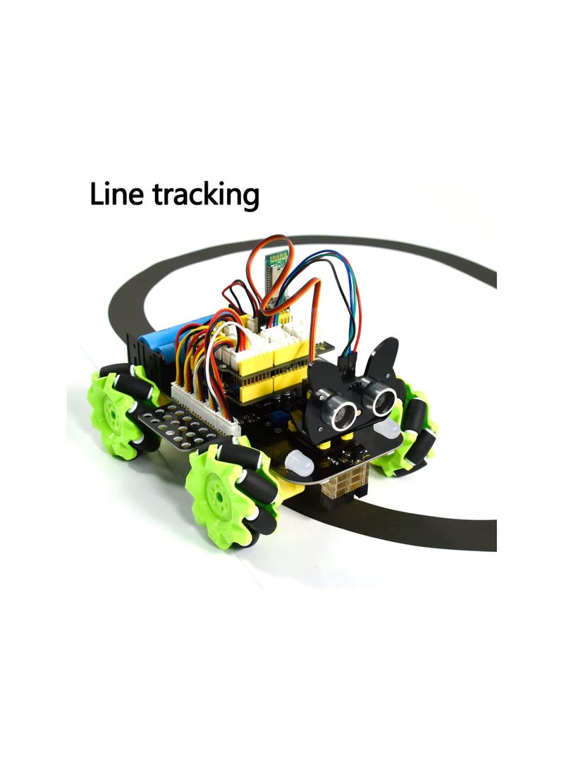 4WD Mecanum Robot for Arduino,IR&Bluetooth Control, Ultrasonic Follow and Obstacle Avoidance,DIY Electronics Programming Stater Kit for Teens Adults,15+