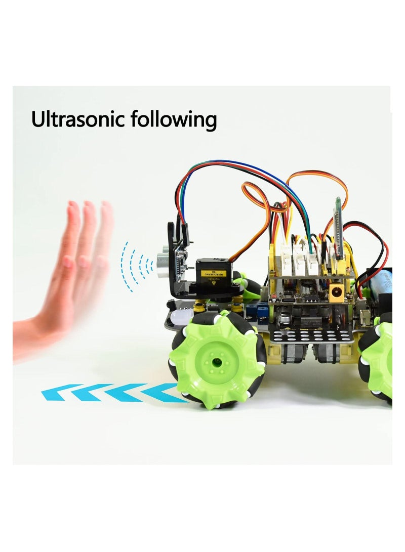 4WD Mecanum Robot for Arduino,IR&Bluetooth Control, Ultrasonic Follow and Obstacle Avoidance,DIY Electronics Programming Stater Kit for Teens Adults,15+