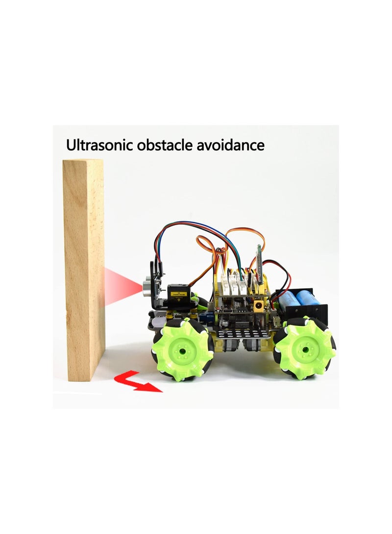 4WD Mecanum Robot for Arduino,IR&Bluetooth Control, Ultrasonic Follow and Obstacle Avoidance,DIY Electronics Programming Stater Kit for Teens Adults,15+