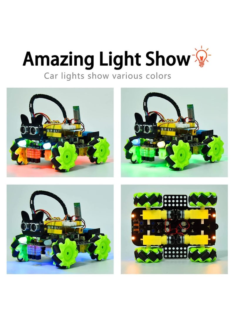 4WD Mecanum Robot for Arduino,IR&Bluetooth Control, Ultrasonic Follow and Obstacle Avoidance,DIY Electronics Programming Stater Kit for Teens Adults,15+