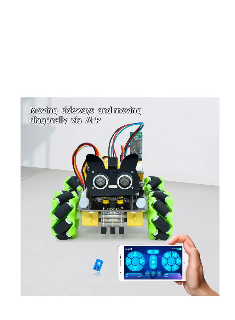4WD Mecanum Robot for Arduino,IR&Bluetooth Control, Ultrasonic Follow and Obstacle Avoidance,DIY Electronics Programming Stater Kit for Teens Adults,15+