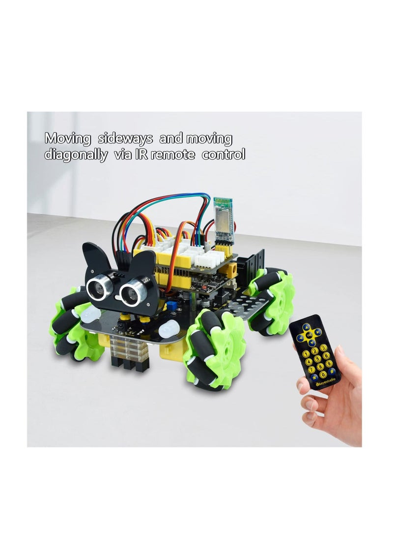 4WD Mecanum Robot for Arduino,IR&Bluetooth Control, Ultrasonic Follow and Obstacle Avoidance,DIY Electronics Programming Stater Kit for Teens Adults,15+
