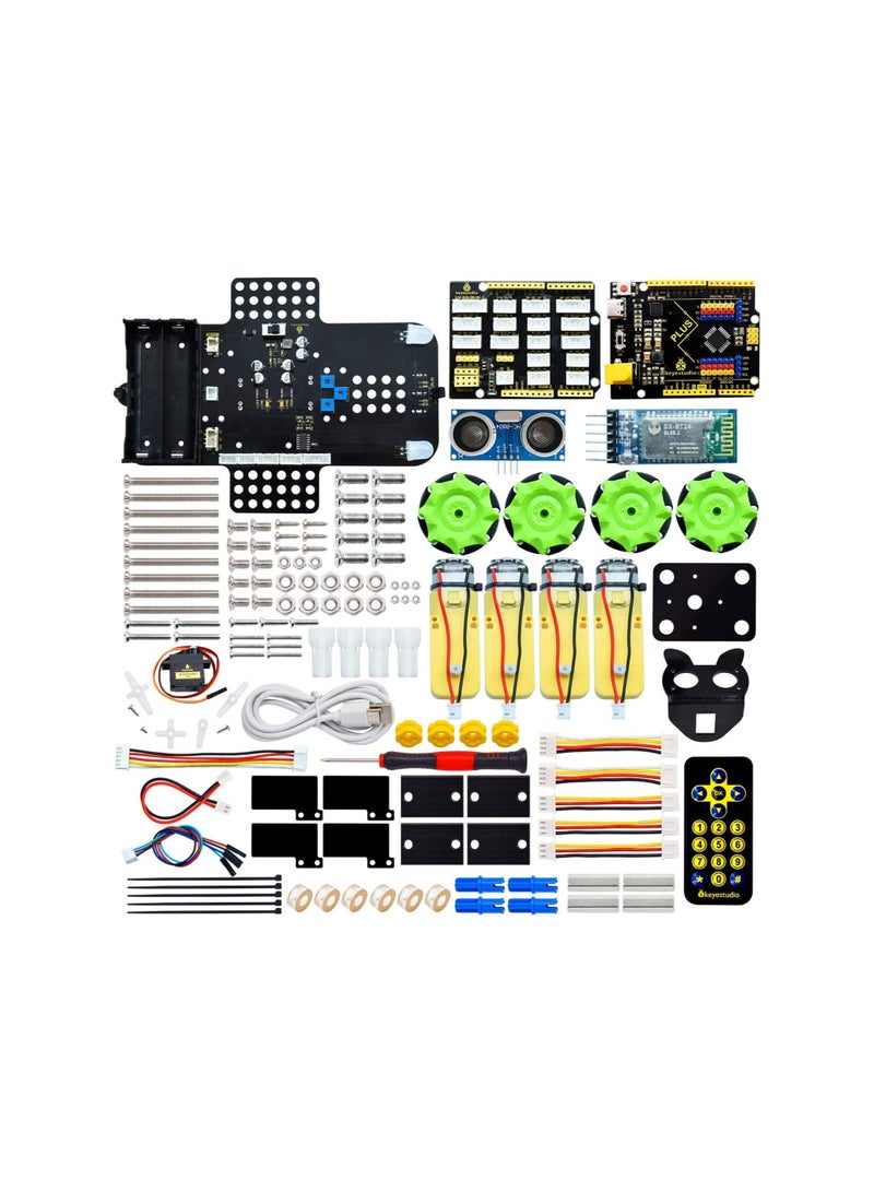 4WD Mecanum Robot for Arduino,IR&Bluetooth Control, Ultrasonic Follow and Obstacle Avoidance,DIY Electronics Programming Stater Kit for Teens Adults,15+