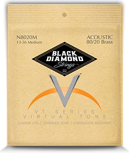 Black Diamond أوتار بلاك دايموند® N8020M أكوستيك 80/20 ملفوفة بالنحاس متوسطة .013P.017P.026B.035B.046B.056B - Image 1