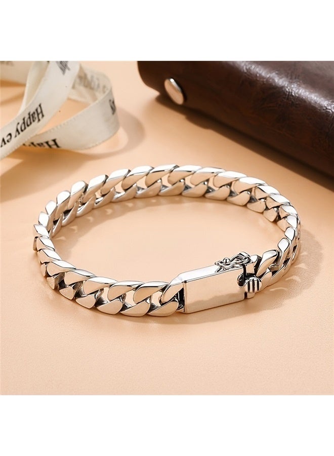 Solid Chain Bracelet For Men Women, Heavy Silver Cuban Link Bracelet For Mens, 20cm Premium Quality Fine Mens Bracelets - Image 4