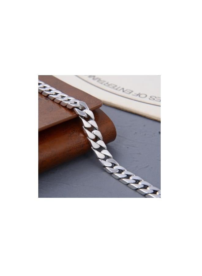 Solid Chain Bracelet For Men Women, Heavy Silver Cuban Link Bracelet For Mens, 20cm Premium Quality Fine Mens Bracelets - Image 5