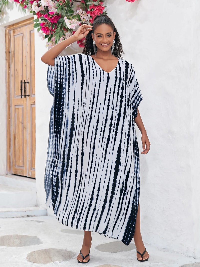 IMAGEKOPE Kaftan for Women Plus Size Bathing Suit Cover up Batwing Dress Loose fit Moroccan Caftan mumu Dresses for Women - Image 3
