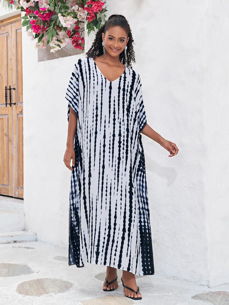 IMAGEKOPE Kaftan for Women Plus Size Bathing Suit Cover up Batwing Dress Loose fit Moroccan Caftan mumu Dresses for Women - Image 2