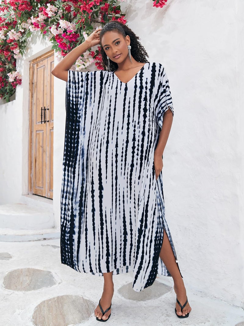 IMAGEKOPE Kaftan for Women Plus Size Bathing Suit Cover up Batwing Dress Loose fit Moroccan Caftan mumu Dresses for Women - Image 5