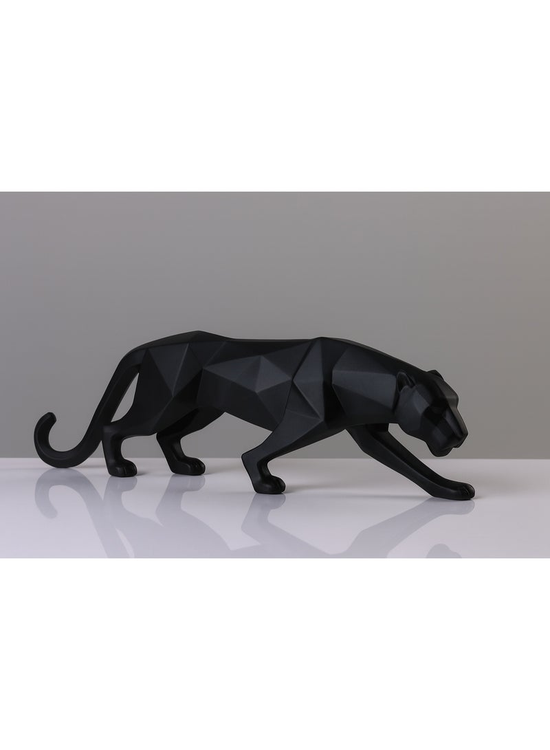 BERAM Black Leopard Figurine Modern Resin Panther Statue Luxury Animal Sculpture Elegant Decor for Home Interior Styling Living Room Office Desk Bedroom Entryway Shelf Tabletop Display Ornament