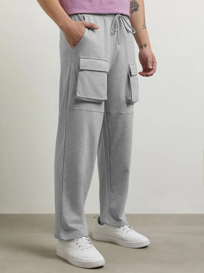 نوبيرو بنطلون رياضي رمادي مستقيم للرجال