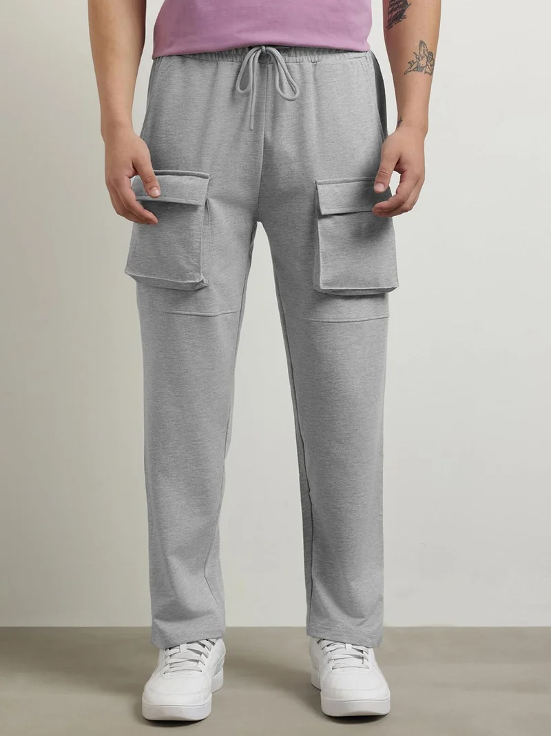NOBERO  Gray Straight Fit Joggers for Men for Men | Best Price UAE