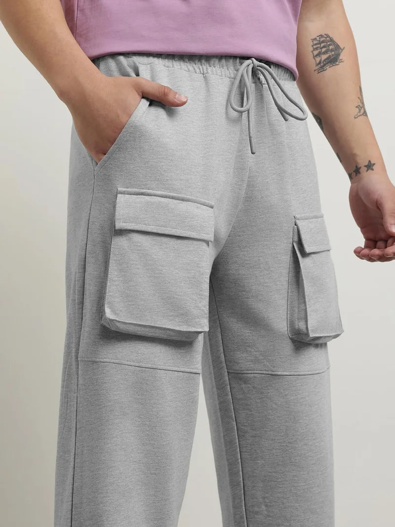NOBERO  Gray Straight Fit Joggers for Men for Men | Best Price UAE