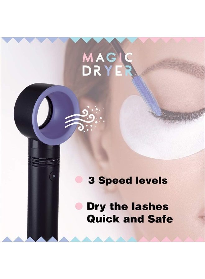 Lyon Lash Portable USB Rechargeable Bladeless Mini Fan/Air Conditioning Blower/Handheld Cooling Dryer, Essential Eyelash Extension Supplies, Dries Eyelash Extensions Glue/Adhesive Rapidly (Black) - Image 3