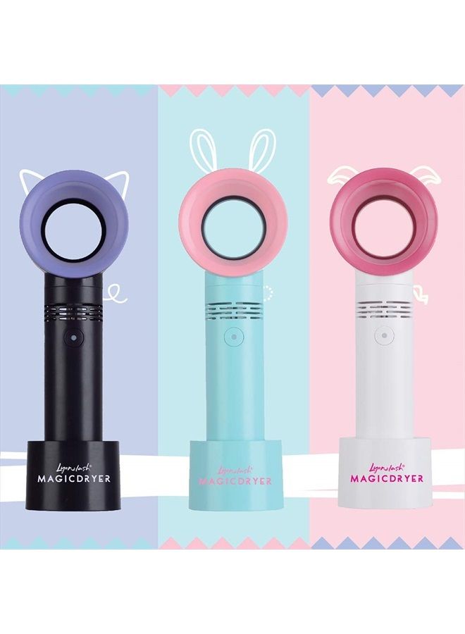 Lyon Lash Portable USB Rechargeable Bladeless Mini Fan/Air Conditioning Blower/Handheld Cooling Dryer, Essential Eyelash Extension Supplies, Dries Eyelash Extensions Glue/Adhesive Rapidly (Black) - Image 5