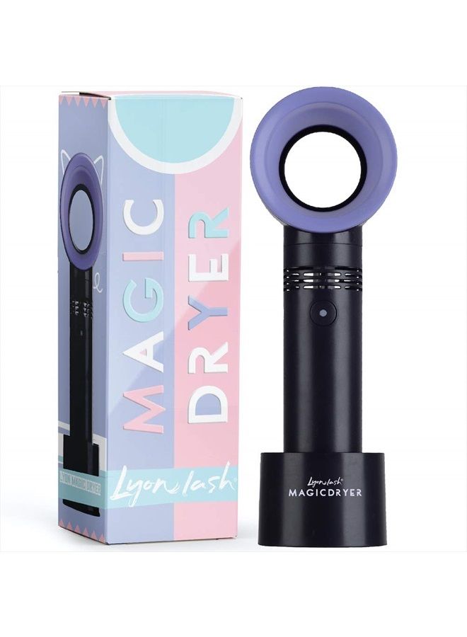 Lyon Lash Portable USB Rechargeable Bladeless Mini Fan/Air Conditioning Blower/Handheld Cooling Dryer, Essential Eyelash Extension Supplies, Dries Eyelash Extensions Glue/Adhesive Rapidly (Black) - Image 1