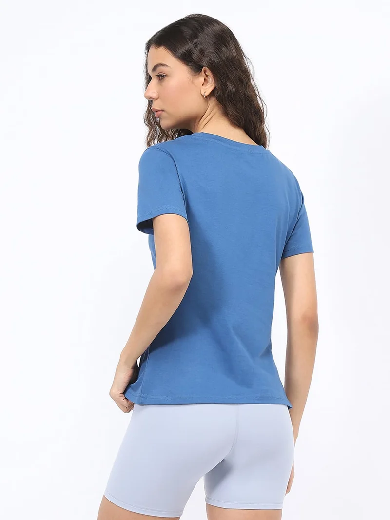 NOBERO  Graphic Print T-Shirt for Women in Blue for Women | Best Price UAE
