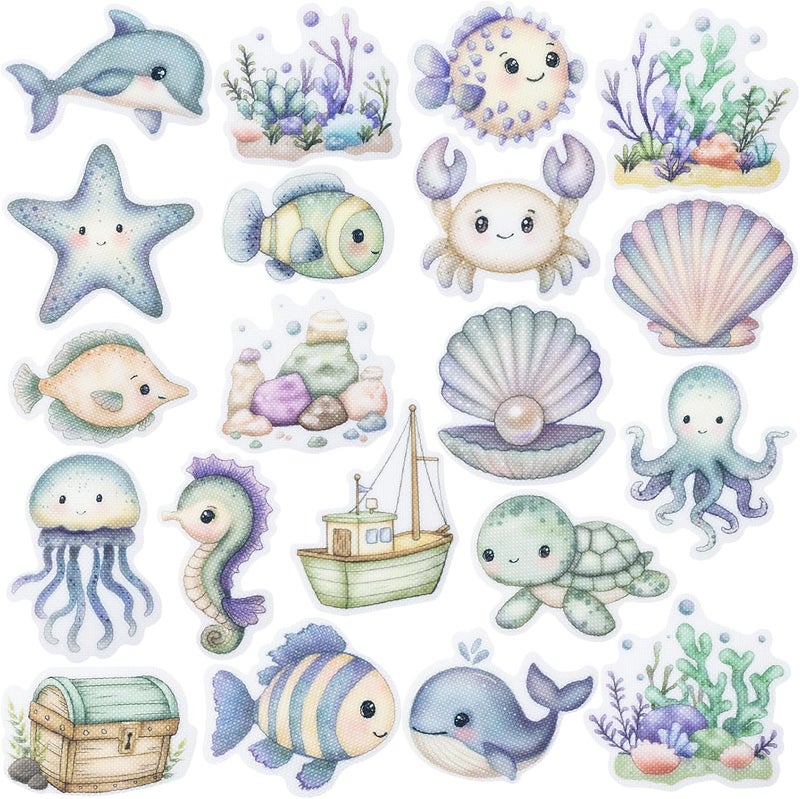 Giftormous Bathtub Non-Slip Stickers for Shower - 20 PCS Bathroom Large Cute Sea Creature Anti-Slip Grips Stickers with Scraper for Kids Bath Tub and Slippery Floor Decor - Image 1