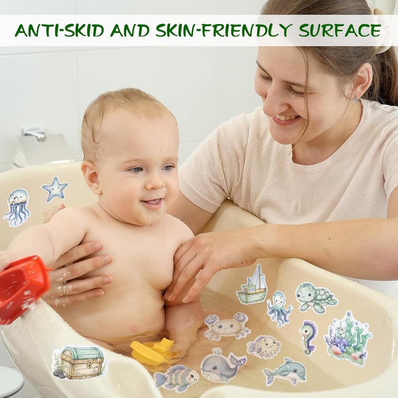 Giftormous Bathtub Non-Slip Stickers for Shower - 20 PCS Bathroom Large Cute Sea Creature Anti-Slip Grips Stickers with Scraper for Kids Bath Tub and Slippery Floor Decor - Image 5
