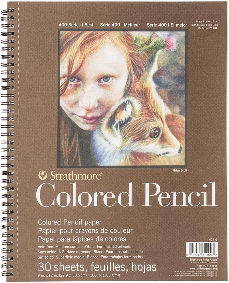 Strathmore Colored Pencil Spiral Paper Pad 9"X12"-30 Sheets -62477900, White - Image 1
