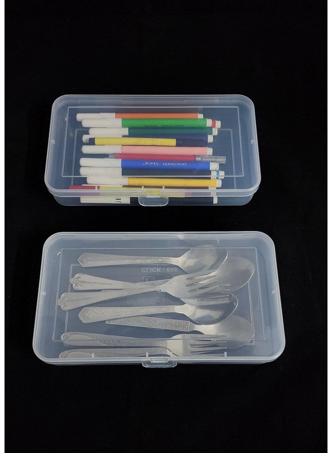 CSM Jewellery Case Organiser, Rectangular Plastic Storage Box For Medicines, Stationery, Cosmetics, Pack of 2, Transparent - Image 2