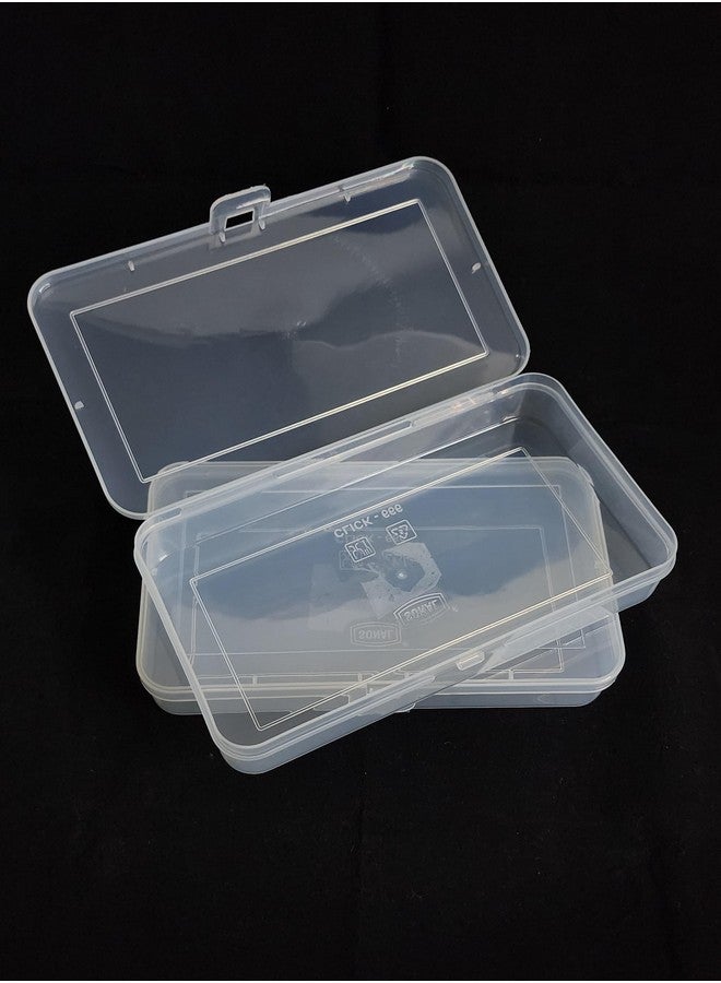 CSM Jewellery Case Organiser, Rectangular Plastic Storage Box For Medicines, Stationery, Cosmetics, Pack of 2, Transparent - Image 3